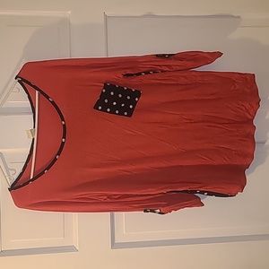 Cute Pink and Navy Polkadot top